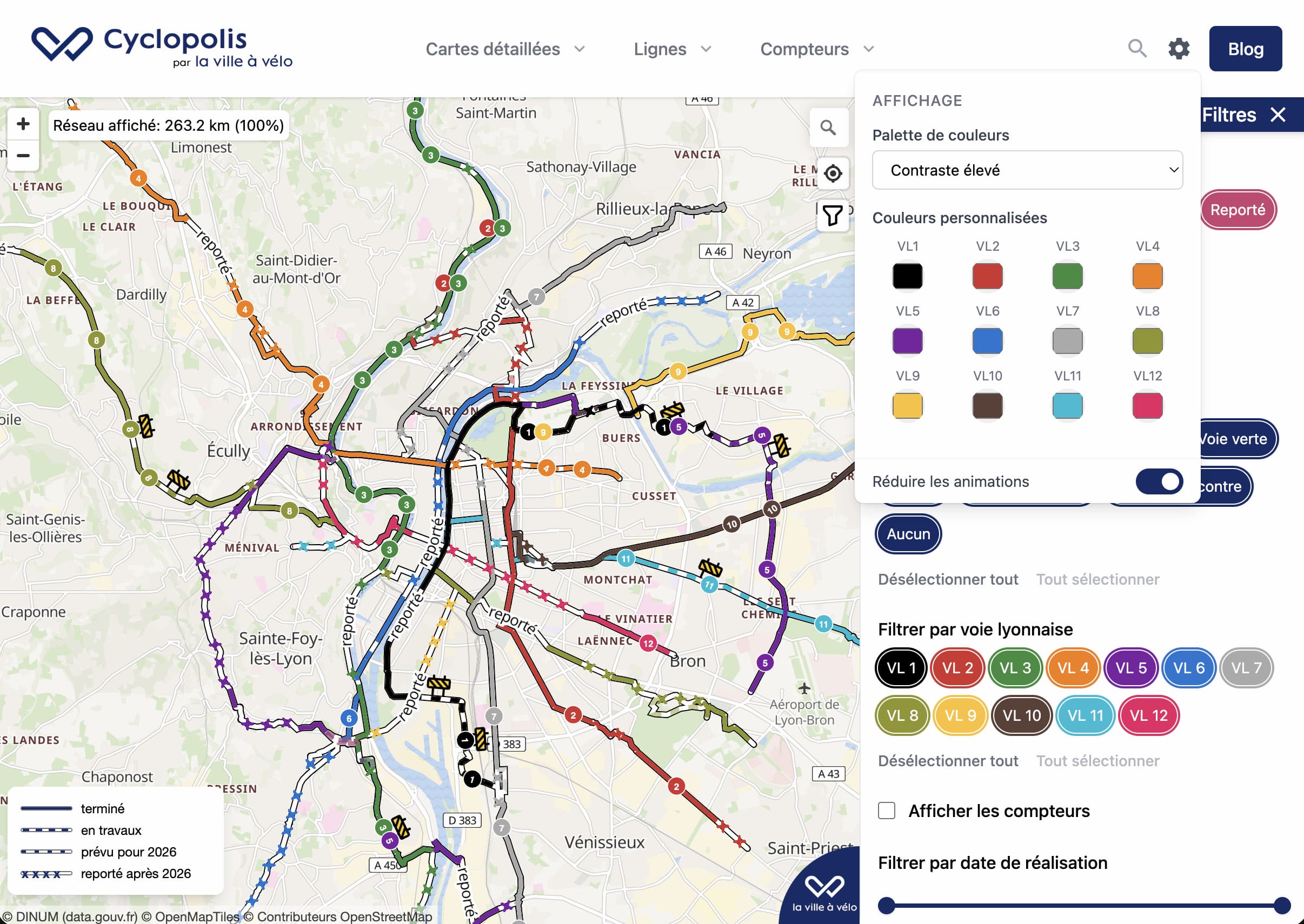 Vous avez maintenant l'option de changer les couleurs des Voies Lyonnaises